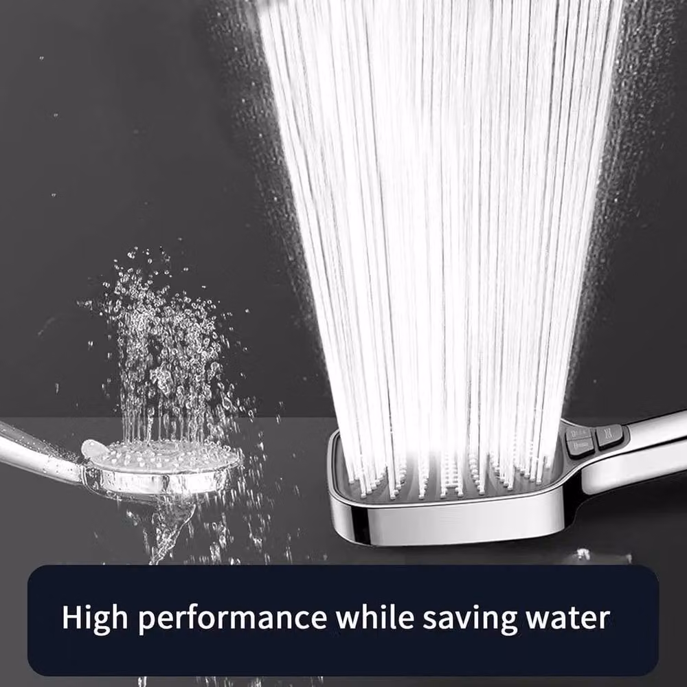 Kelvenix Water Saving Handheld Shower Head with 8 Jet Types in Silver and Chrome, Diameter: 52 cm – 3