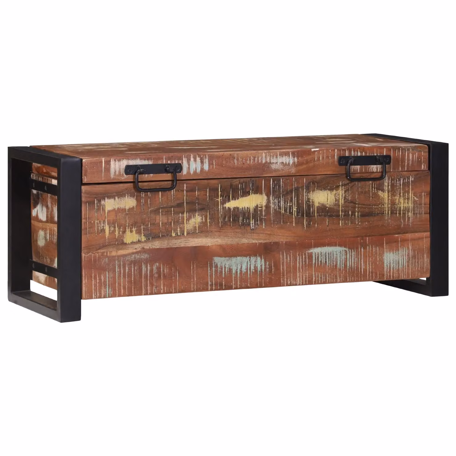 Berkfield Home Brown Solid Reclaimed Wood and Metal Storage Chest, W: 80 cm, D: 30 cm, H: 30 cm – 2