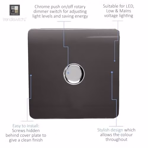 Trendi Modern 1 Gang 2 Way 120w LED Dimmer Switch in Dark Brown – 2