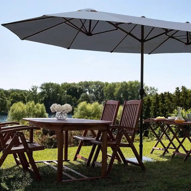 Wyld and Coco Garden Sun Parasol in Dark Grey with Aluminium Pole, Height: 247 cm