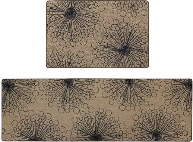 JVL Elegance Floral Doormat and Runner Set in Brown and Beige