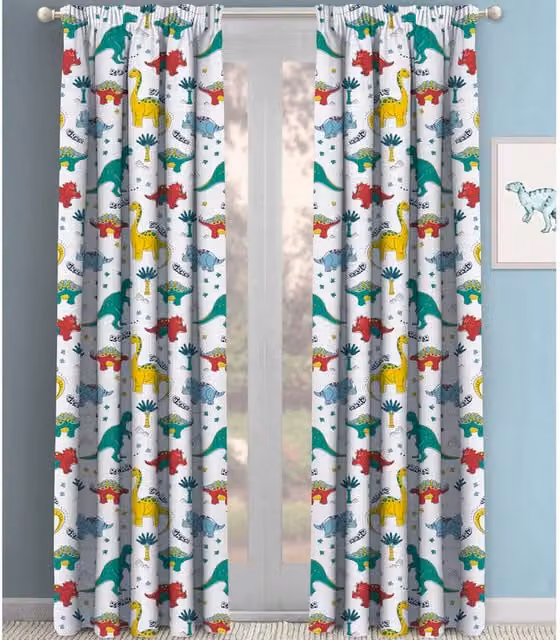 Velosso Multicolour Kids Curtain Pair in White, Petrol, Red and Yellow
