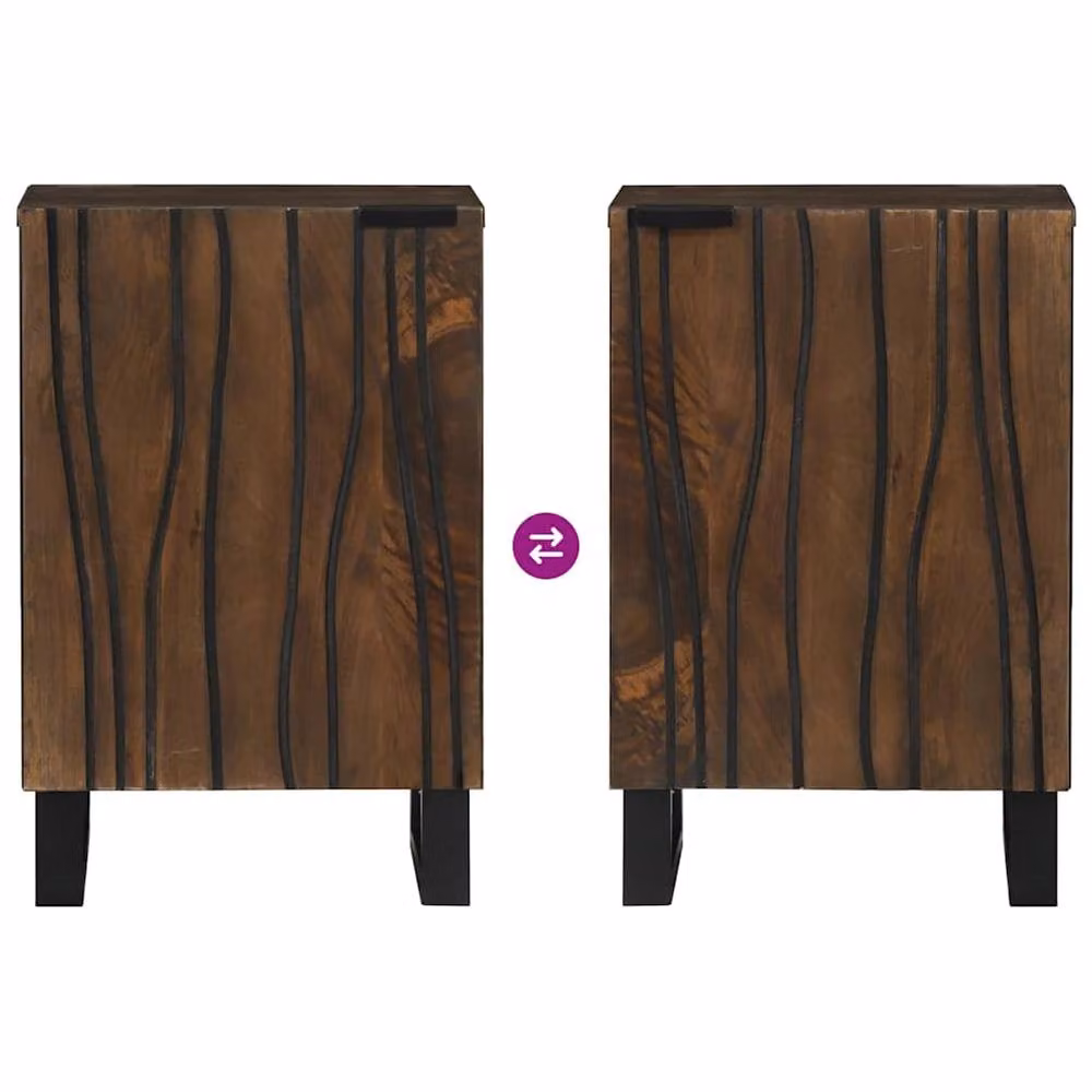 Berkfield Home Modern Bathroom Cabinet in Brown Solid Mango Wood, W/D/H: 38 x 33.5 x 58 cm – 6