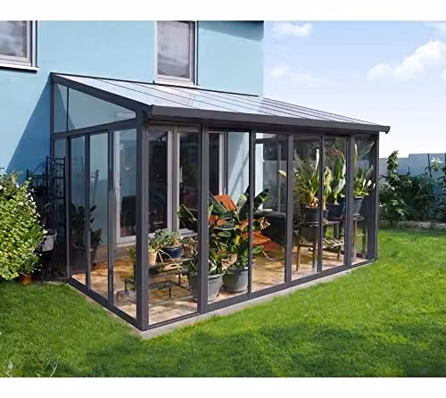 Palram Canopia SanRemo Grey Lean-to Pent Conservatory with Sliding Doors – 3