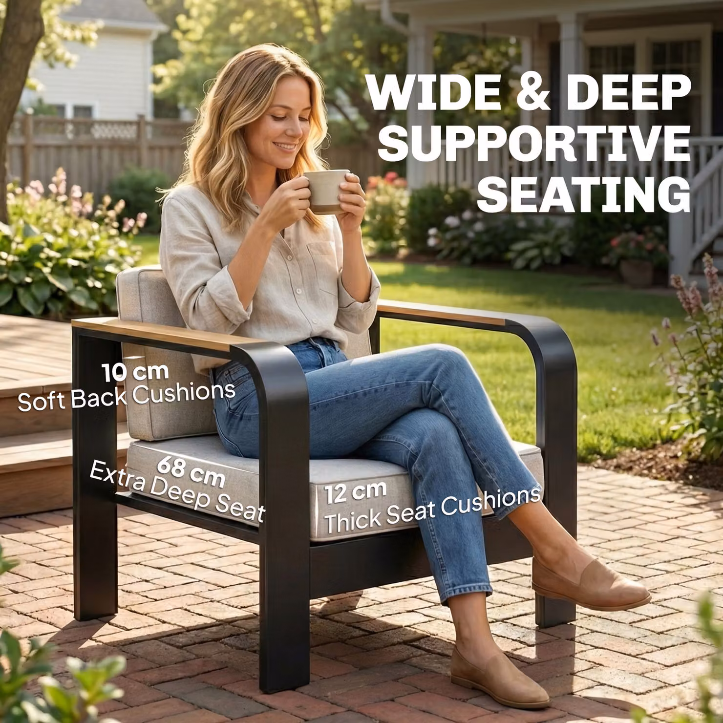 Outsunny 4 Seater Aluminium Garden Furniture Set with Olefin Cushions in Beige – 4