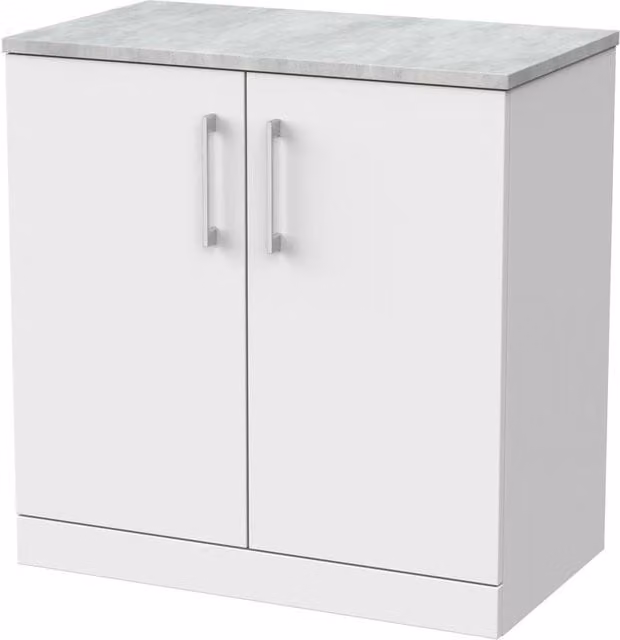 Balterley Pershall 2 Door Bathroom Vanity with Bellato Top, Matt White, Width: 80 cm