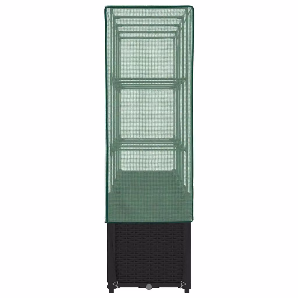 Berkfield Home Raised Bed with Greenhouse Cover in Black Rattan Look, W/D/H: 160 x 40 x 153 cm – 4