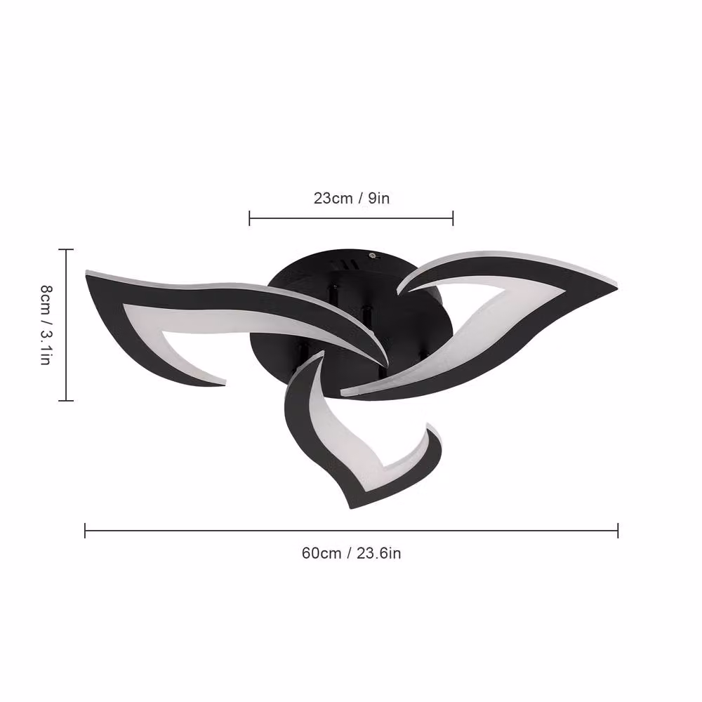 Pheashine Modern Acrylic LED Ceiling Light in Black with Warm White 3000K Light – 2