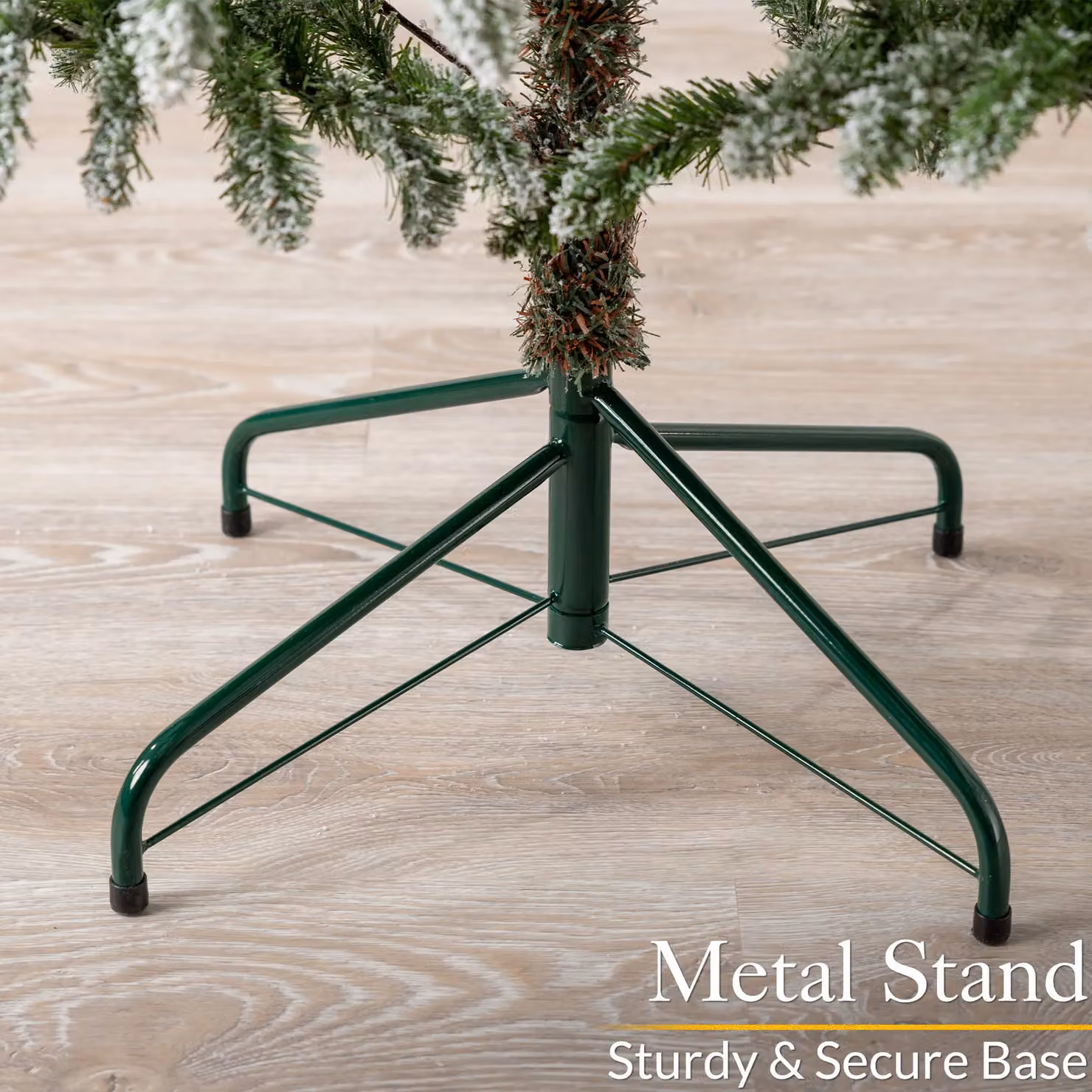 Christow Alpine Fir Artificial Christmas Tree, Green and Snowy Flocked with Stand, H 180 cm x W 106 cm – 5