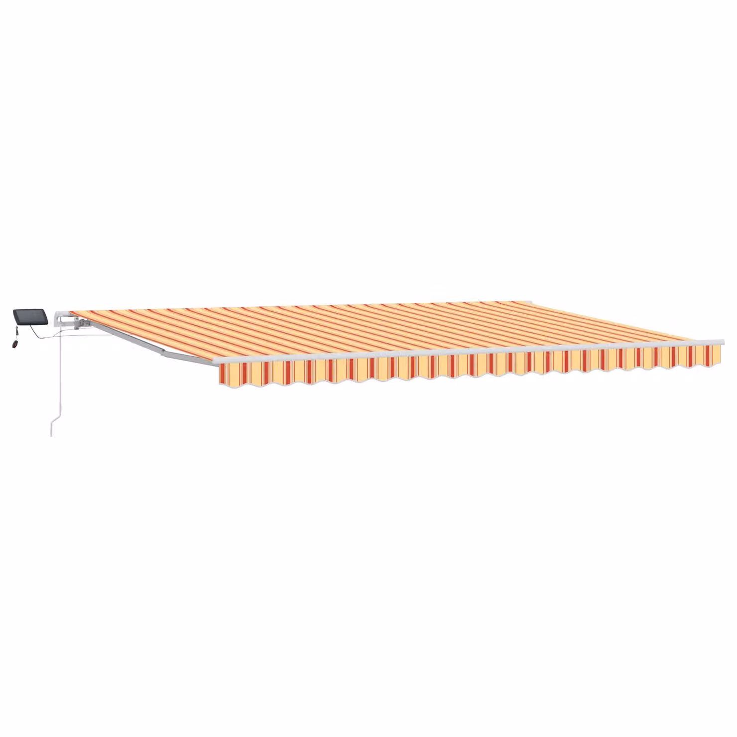 Berkfield Home Manual Retractable Striped Awning with LED in Yellow and Orange, W: 500 cm, D: 300 cm – 2
