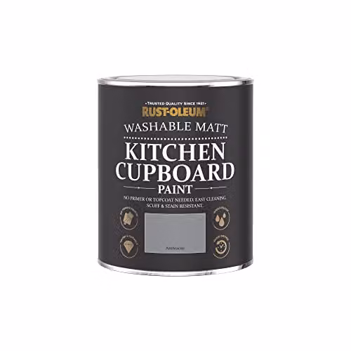 Rust-Oleum Matt Water-Based Kitchen Cupboard Paint in Anthracite Grey, 0.75 l – 3