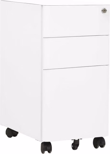 Berkfield Home Mobile File Cabinet in White Metal with Lock and Castors, W/D/H: 30 x 45 x 59 cm – 1