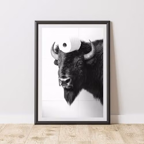 60 Second Makeover Bison Toilet Roll Animal Print Paper Poster, A3