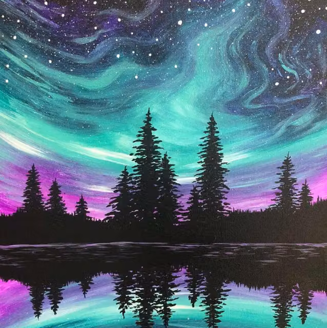 Syntego Northern Lights Diamond Painting Kit in Multicolour and Black