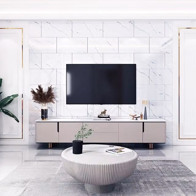 Lifeideas 10-Piece Self-Adhesive Marble Effect PVC Wall Stickers in White and Grey