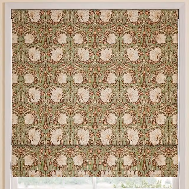 William Morris Pimpernel Made to Measure Blackout Roman Blind in Brick Multicolour Floral Design