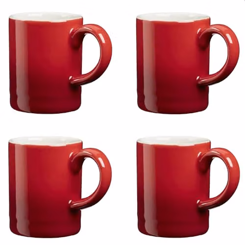 Cooks Professional 4 Piece Red Stoneware Espresso Cup Set, 100ml Capacity – 3