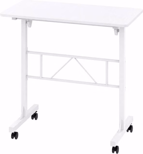 Kelvenix Height Adjustable Standing Desk in White with Castors, W: 120 cm, D: 90 cm, H: 76-110 cm