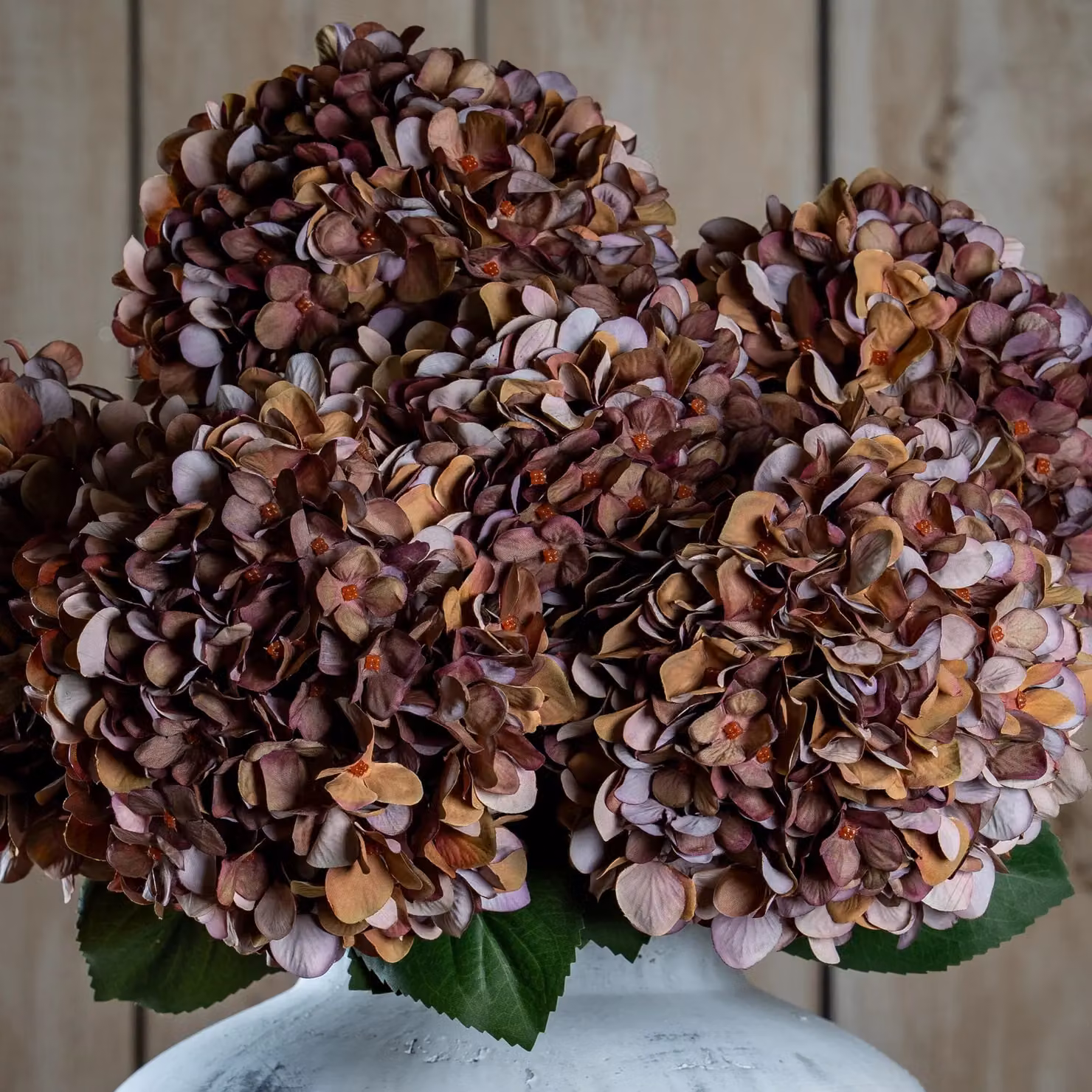 Love Lace Autumn Coffee Hydrangea Artificial Flower in Red and Brown – 2