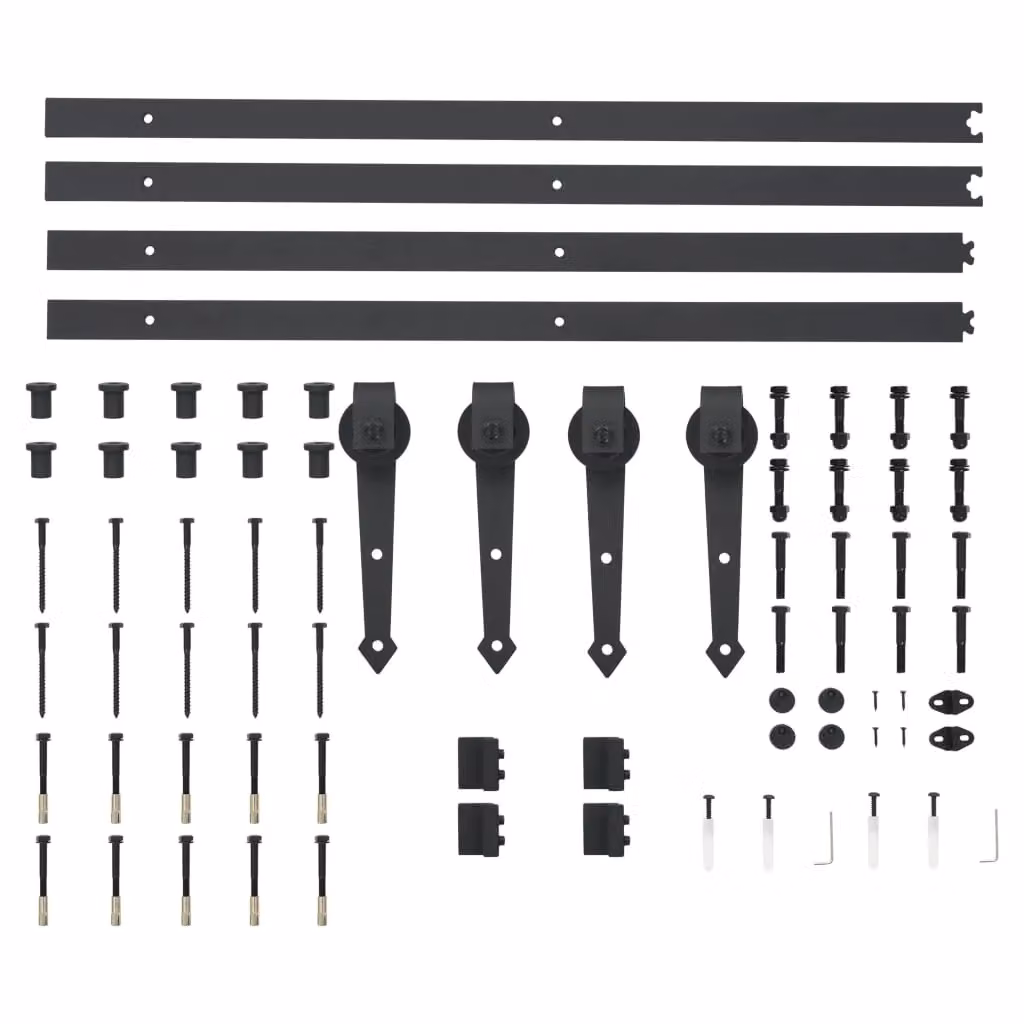 Berkfield Home Sliding Door Hardware Kit in Black Steel, 183 cm – 5