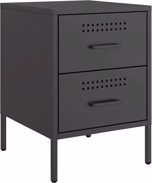 Berkfield Home Black Metal Bedside Cabinet W/D/H: 36 x 39 x 50.5 cm – 1