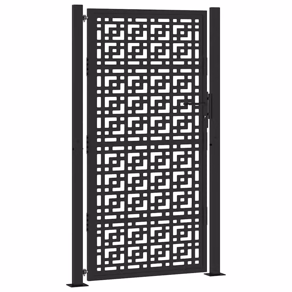 Berkfield Black Steel Garden Gate with Cross Design, W: 105 cm, H: 180 cm – 2