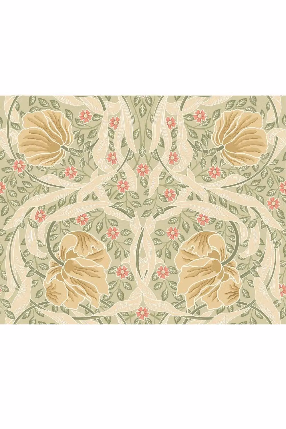 Origin Murals Flower Circle Floral Wall Mural in Olive Green, W: 350 cm, H: 280 cm – 2