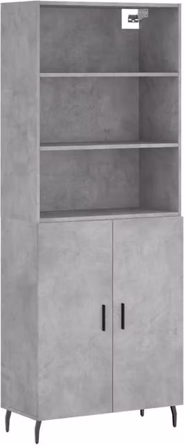 Berkfield Home Highboard in Concrete Grey, W/D/H: 69.5 x 34 x 180 cm – 1