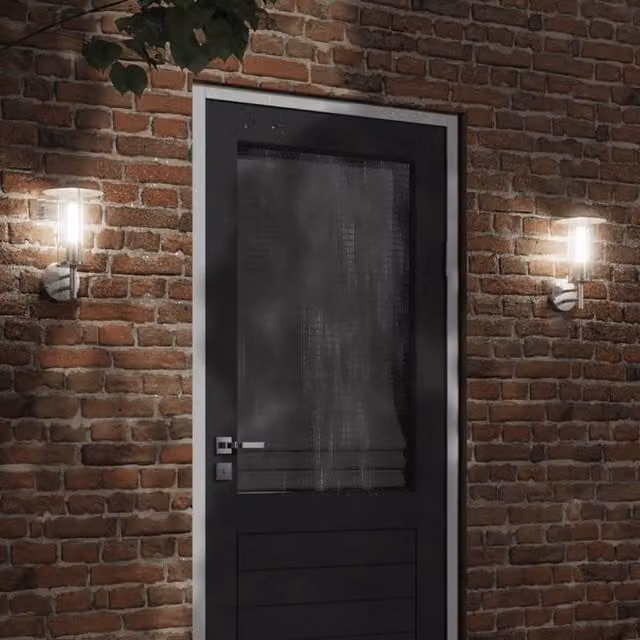Berkfield Home Set of 2 Silver Stainless Steel Modern Outdoor Wall Lights