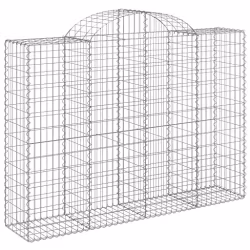 vidaXL 11-Piece Arched Gabion Baskets in Silver Galvanised Steel for Garden Landscape Fencing and Outdoor Patio Retaining Walls