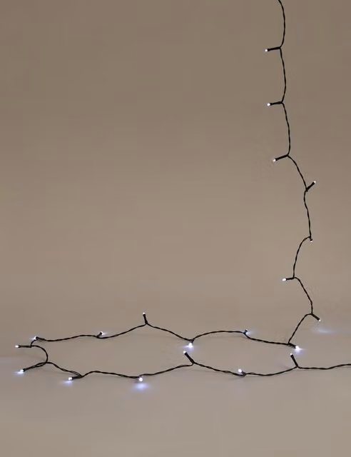 M&S 100 Bright White LED Battery Operated Lights with Timer, White