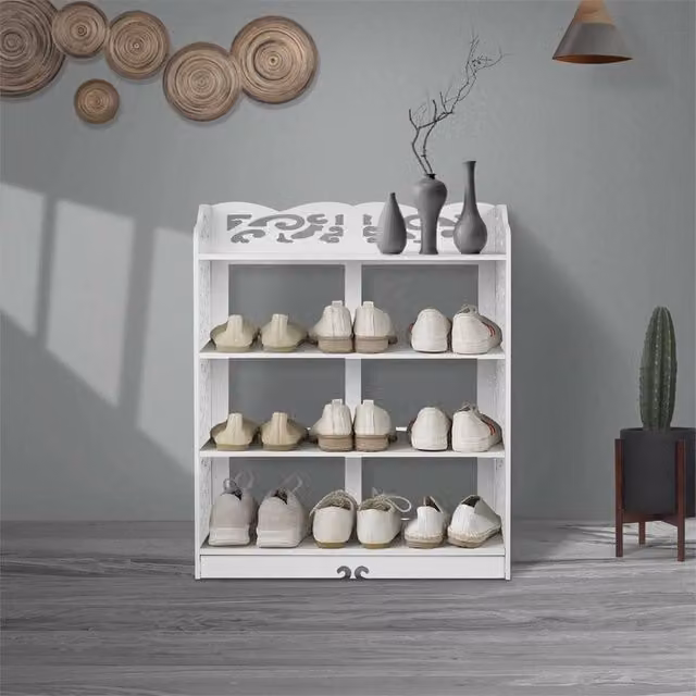 Nordara White 3 Tier Shoe Storage Rack Organiser Unit