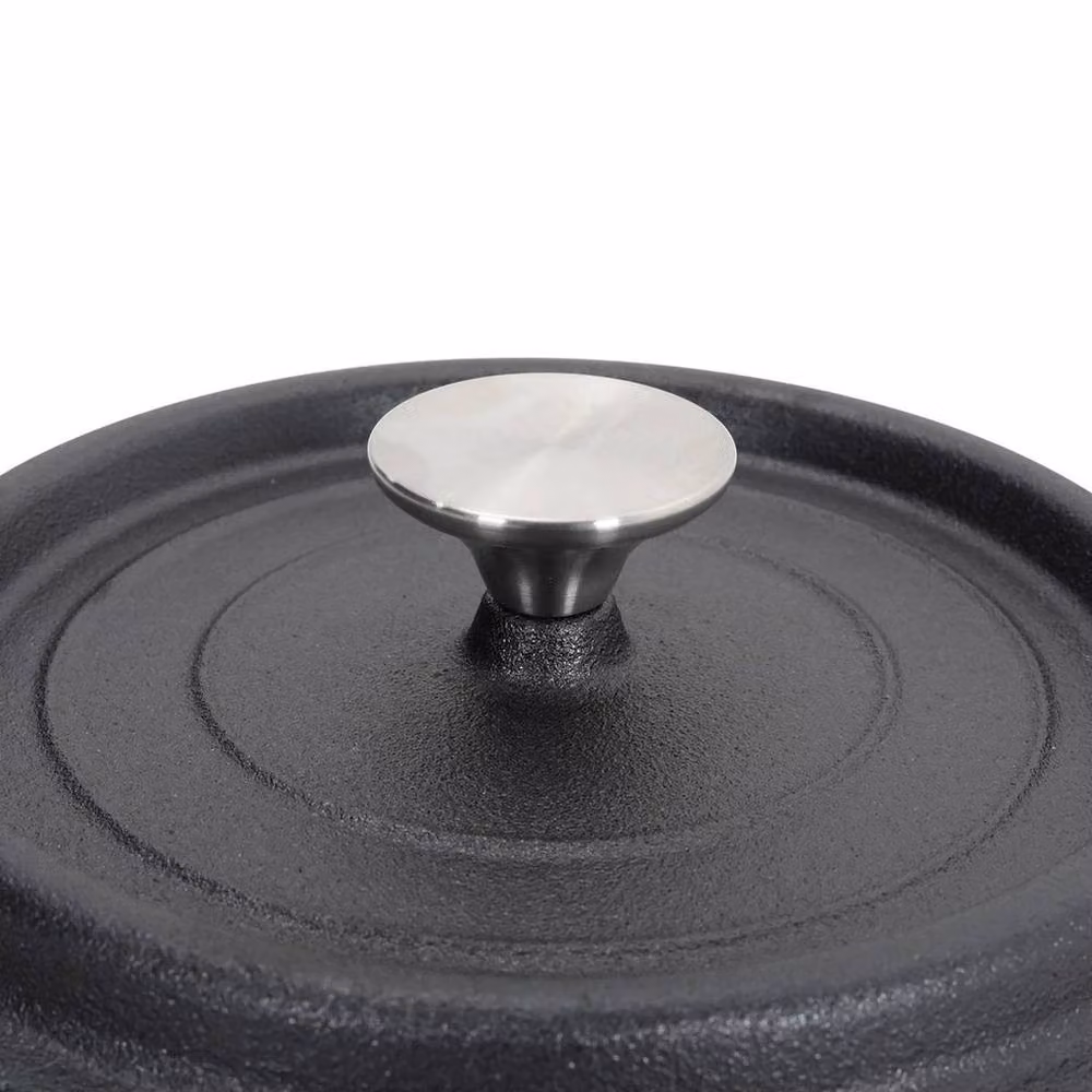 EONLION Uncoated Cast Iron Casserole Stew Pot, Black, Diameter: 100 cm – 2
