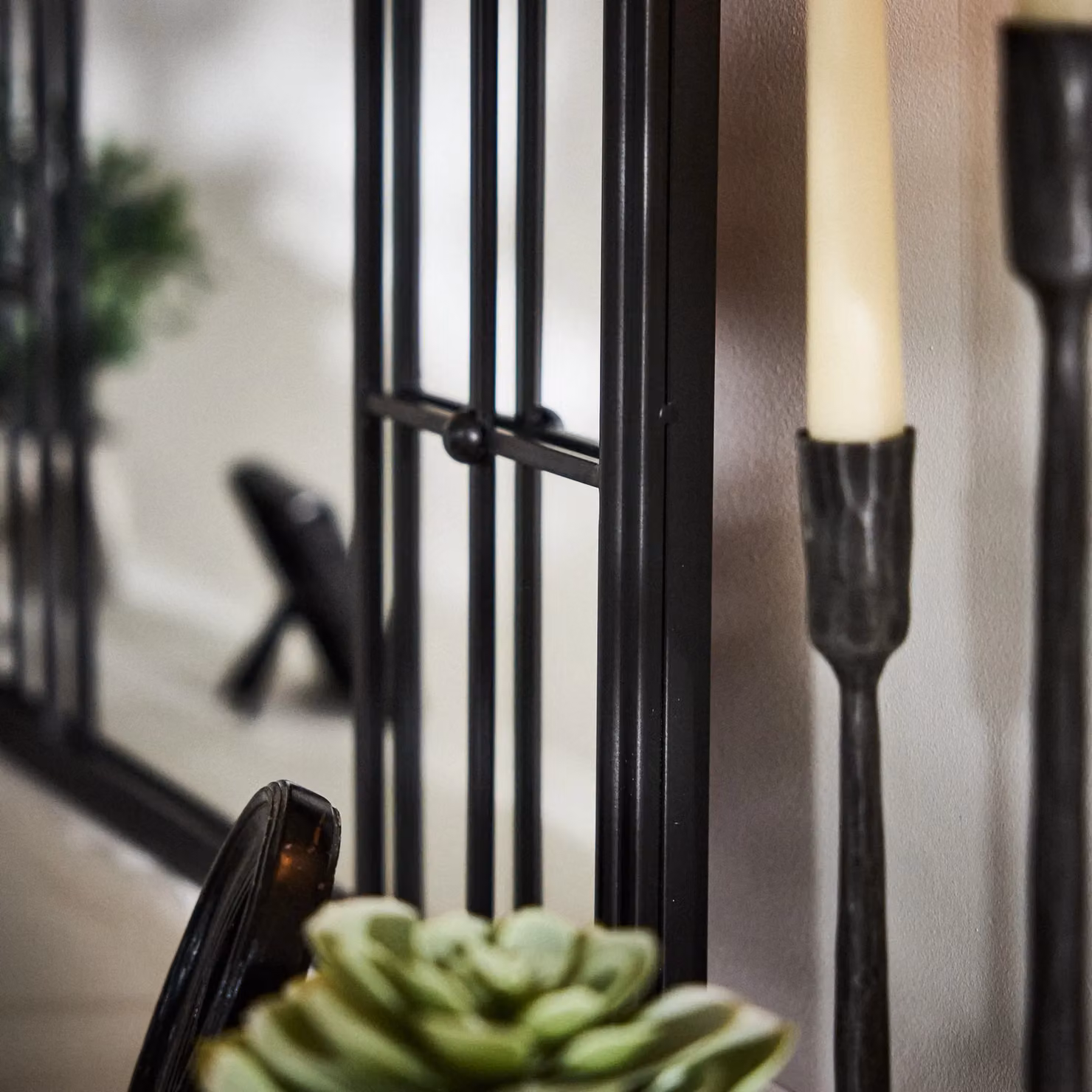 Dibor Classic Black Tall Rounded Decorative Arch Wall Mirror, H 107 cm x W 65 cm – 3