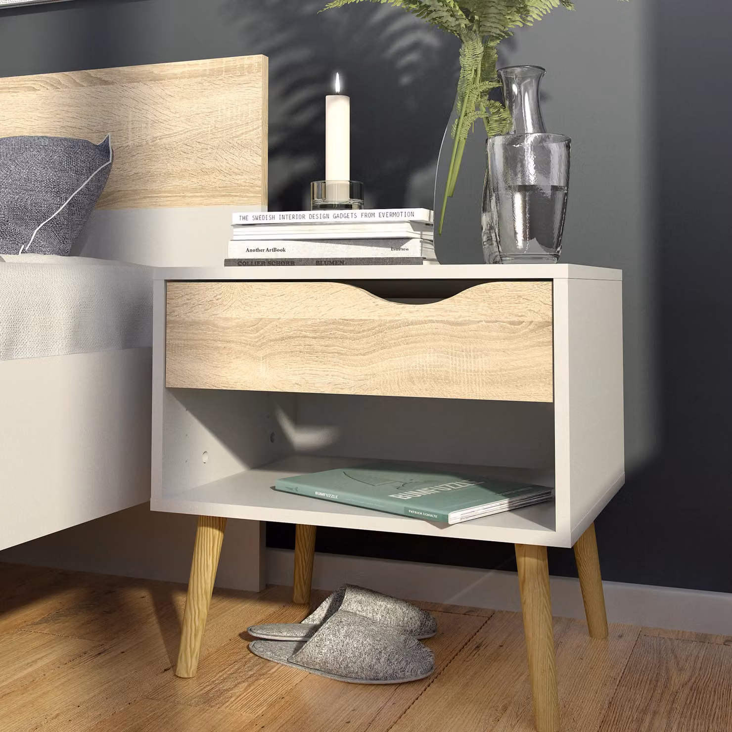 Furniture To Go Oslo 1 Drawer Bedside Cabinet in White – 5