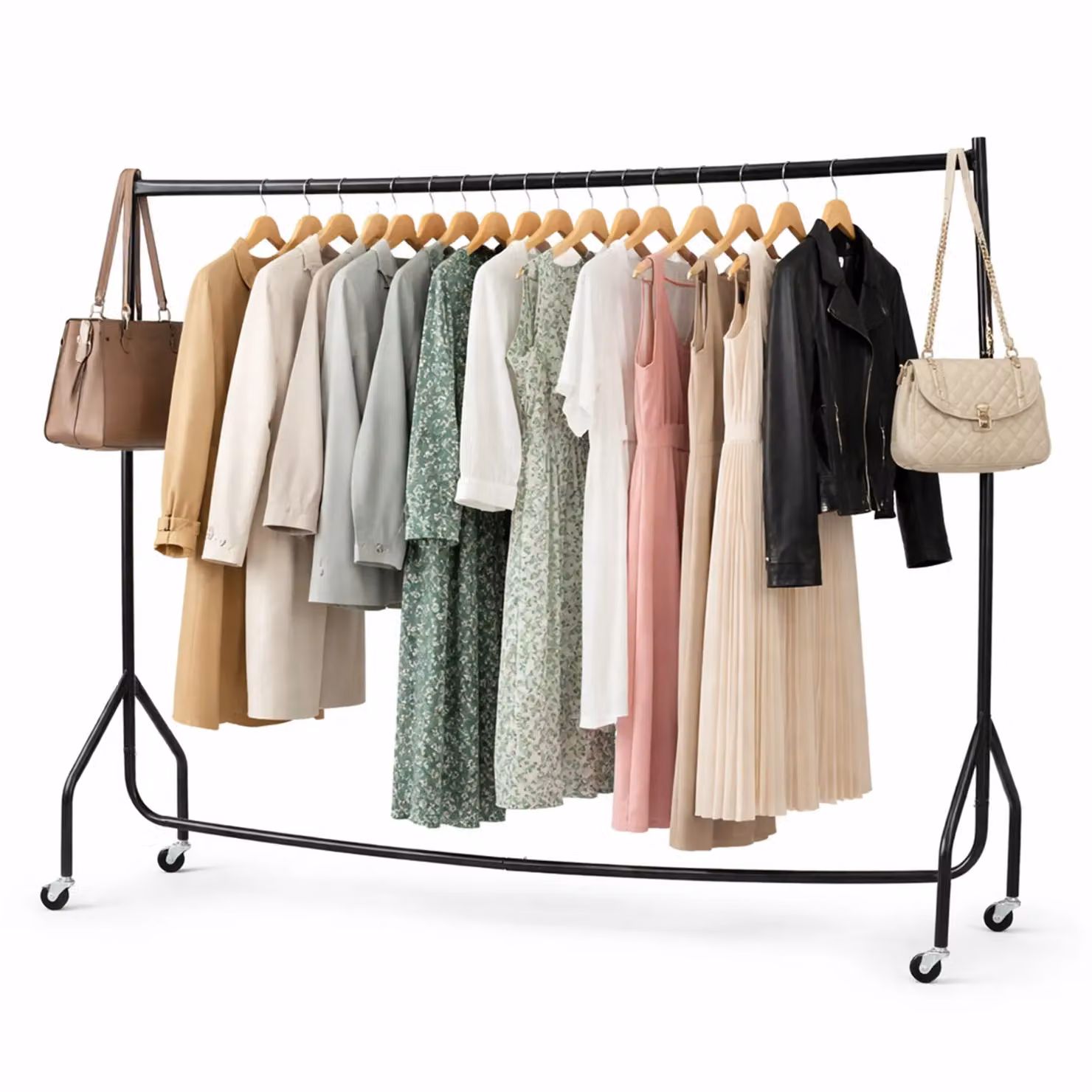 House of Home Heavy Duty Metal Clothes Rail with Wheels in Black, W/H: 152 x 150 cm – 3
