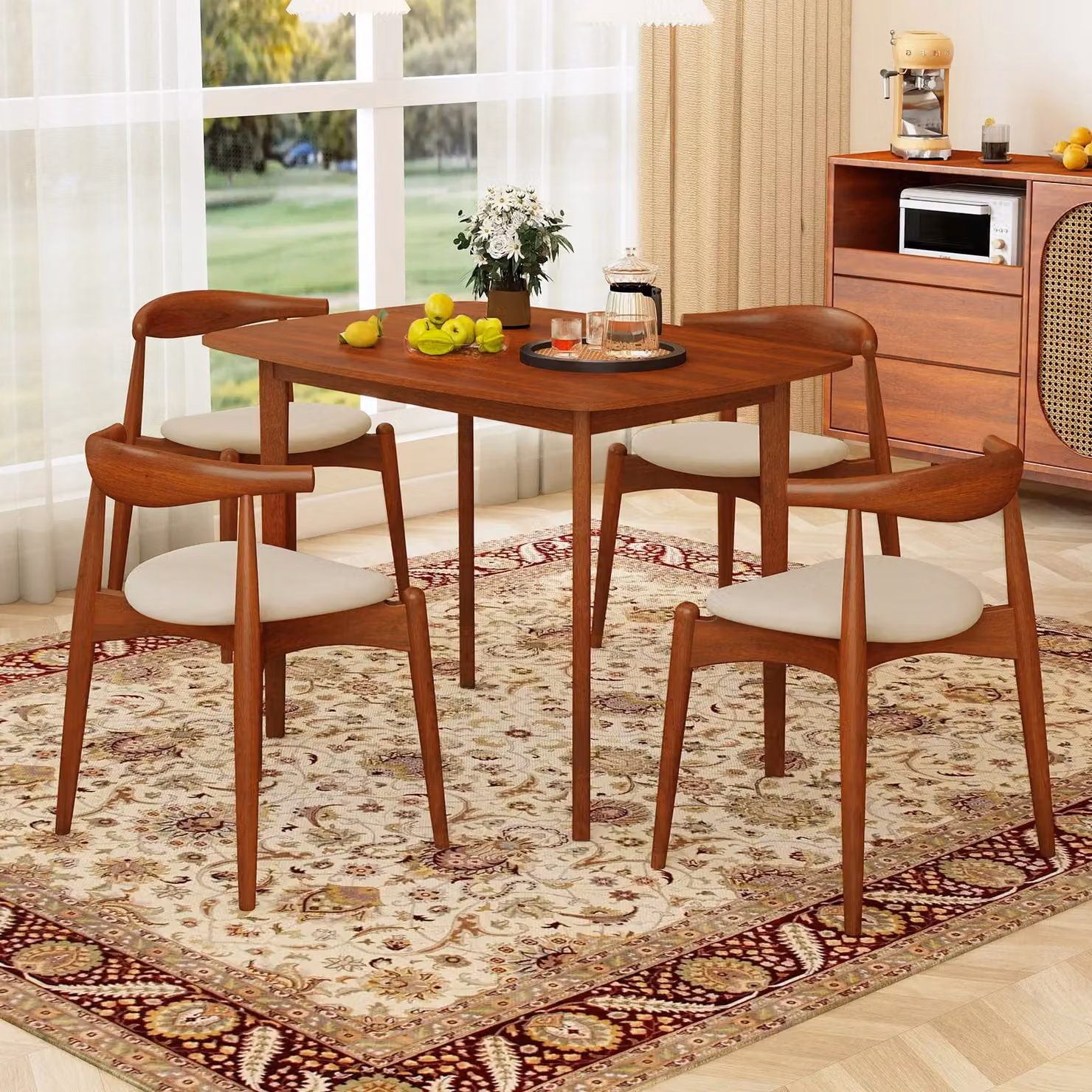 Costway Rectangular Wooden Dining Table in Brown, W: 110 cm, D: 90 cm, H: 77 cm – 8