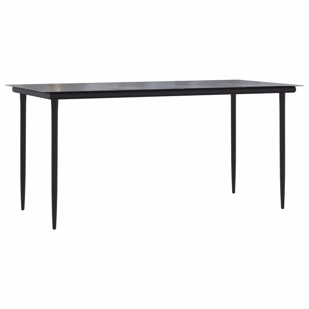 Berkfield Home Garden Dining Table in Black Steel and Tempered Glass, W/D/H: 160 x 80 x 74 cm – 2