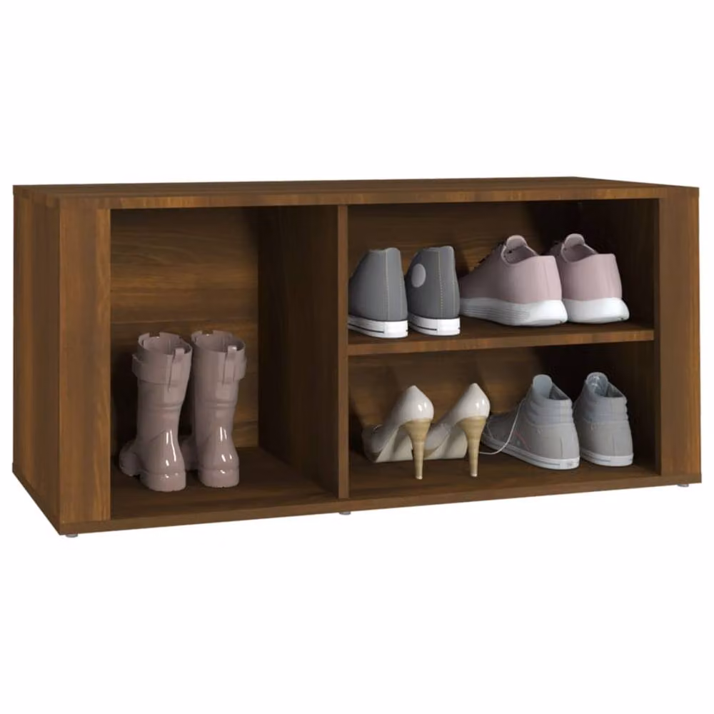 Berkfield Home Brown Oak Shoe Cabinet with Integrated Seat, W/D/H: 100 x 35 x 45 cm – 3