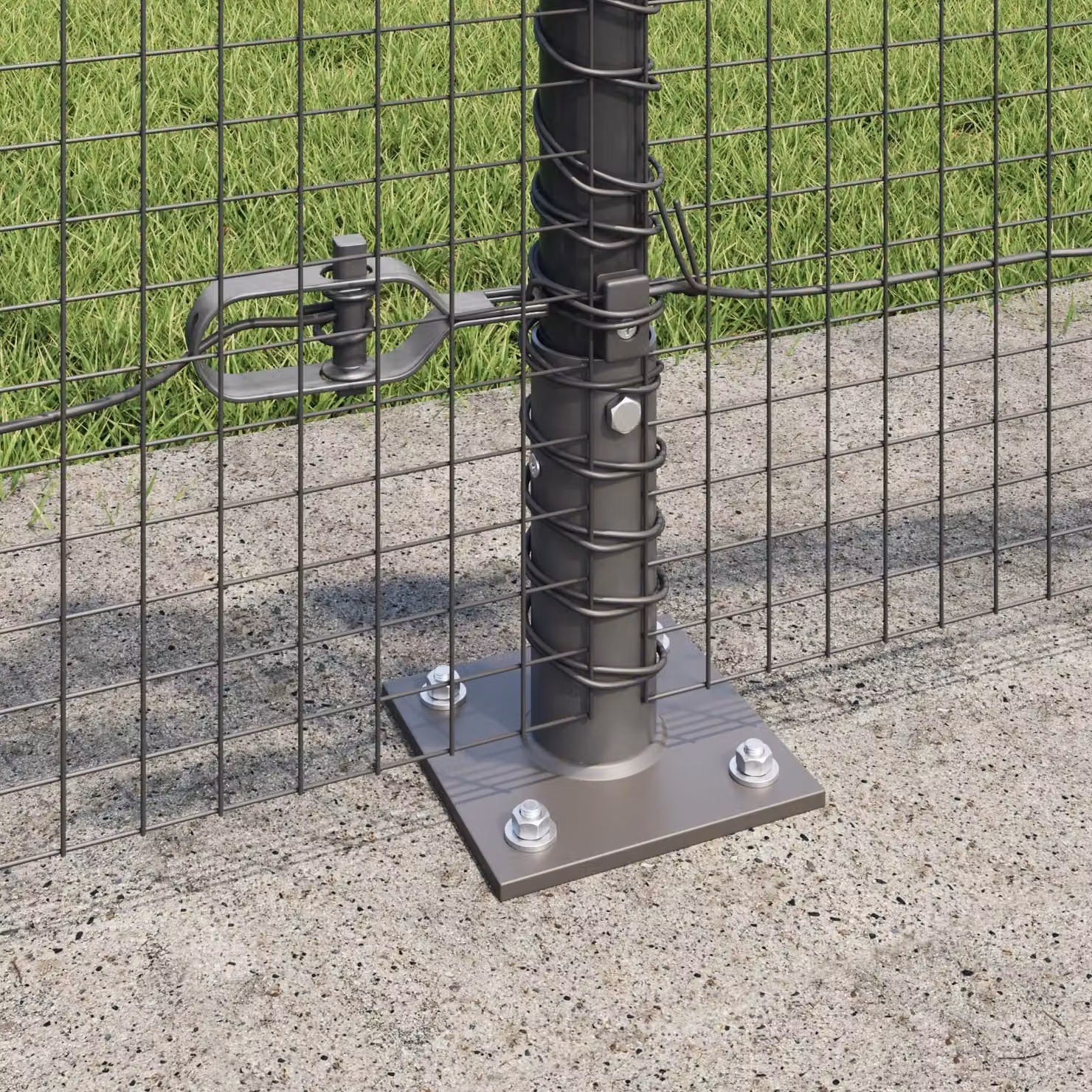 Berkfield Home Grey Metal Round Fence Post Set of 2 – 3