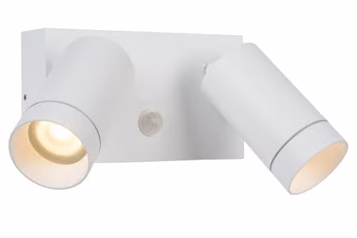 Lucide Taylor Dimmable Outdoor Wall Spotlight in White with Motion Sensor and IP54 Rating