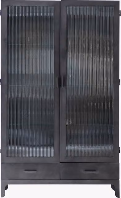 Perch & Parrow Landon Two Door Glass Display Cabinet in Anthracite Black