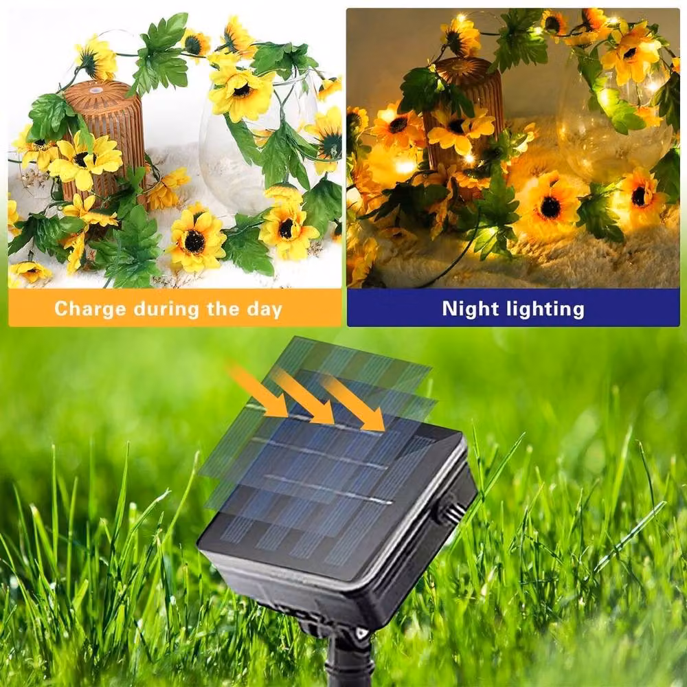 EONLION LED Solar Powered Sunflower in Yellow and Green, Height: 100 cm – 4