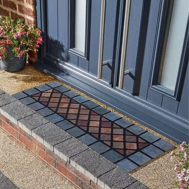 Nicoman Decorative Tiled Entrance Door Mat, Blue and Multicolour, W: 75 cm, D: 25 cm, H: 0.5 cm