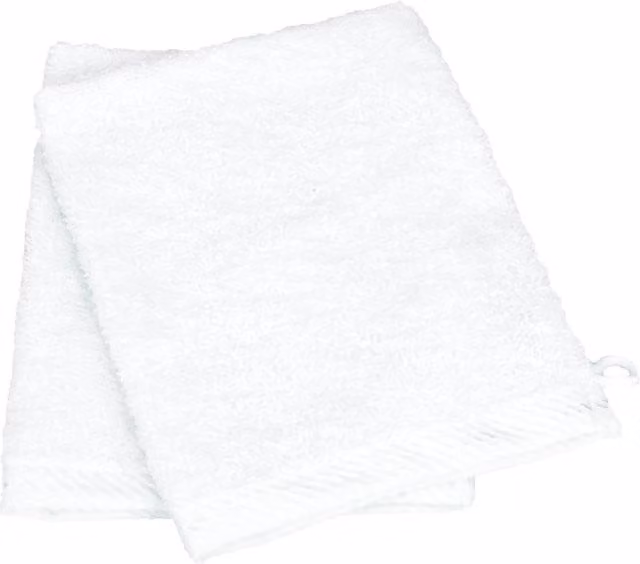 ARTG White Fluffy Cotton Terrycloth Wash Glove with Satin Trim