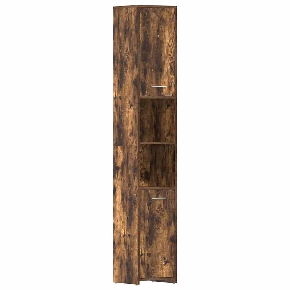 Berkfield Home Durable Bathroom Cabinet in Smoked Oak Brown, W/D/H: 30 x 30 x 183.5 cm – 2
