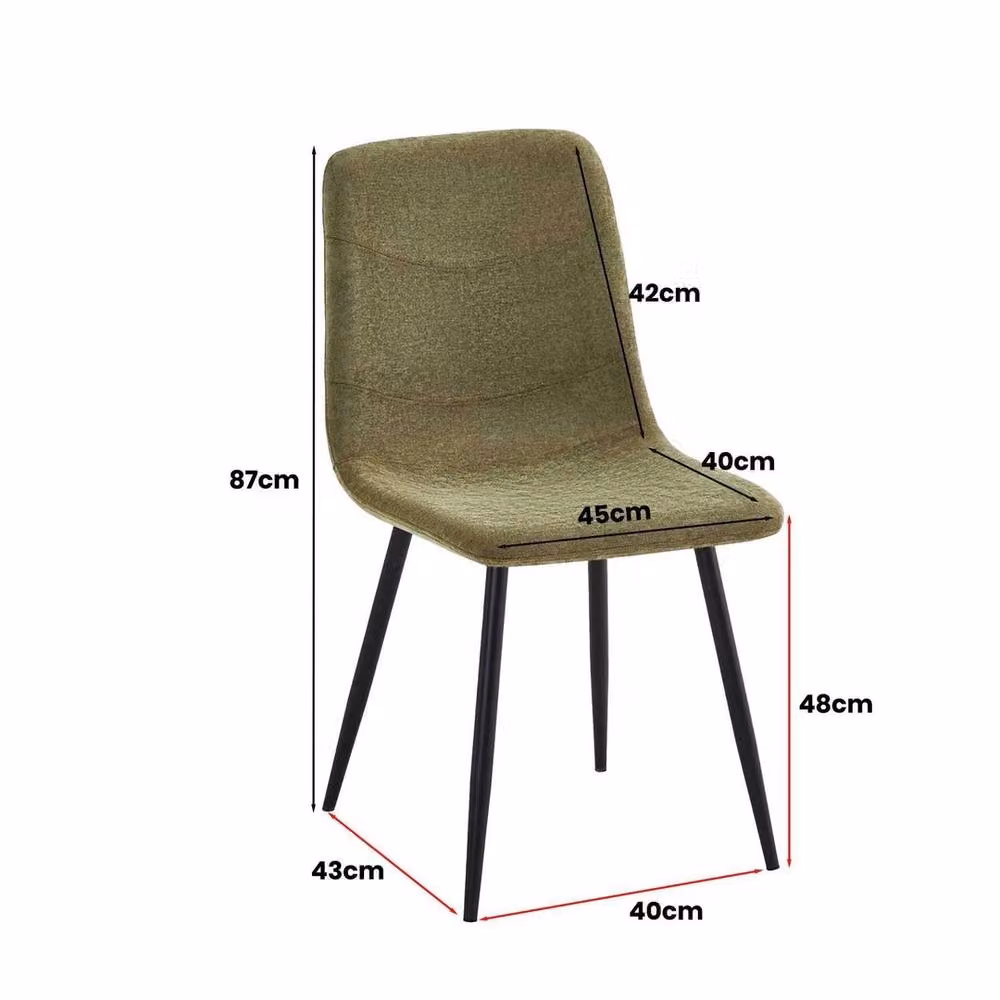 ERGOVEXA Pack of 2 Light Green Fabric and Sand Blasted Metal Dining Chairs – 2