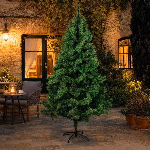 Santaco Green Christmas Tree with 797 PVC Tips and Metal Base, Height: 2.1 m