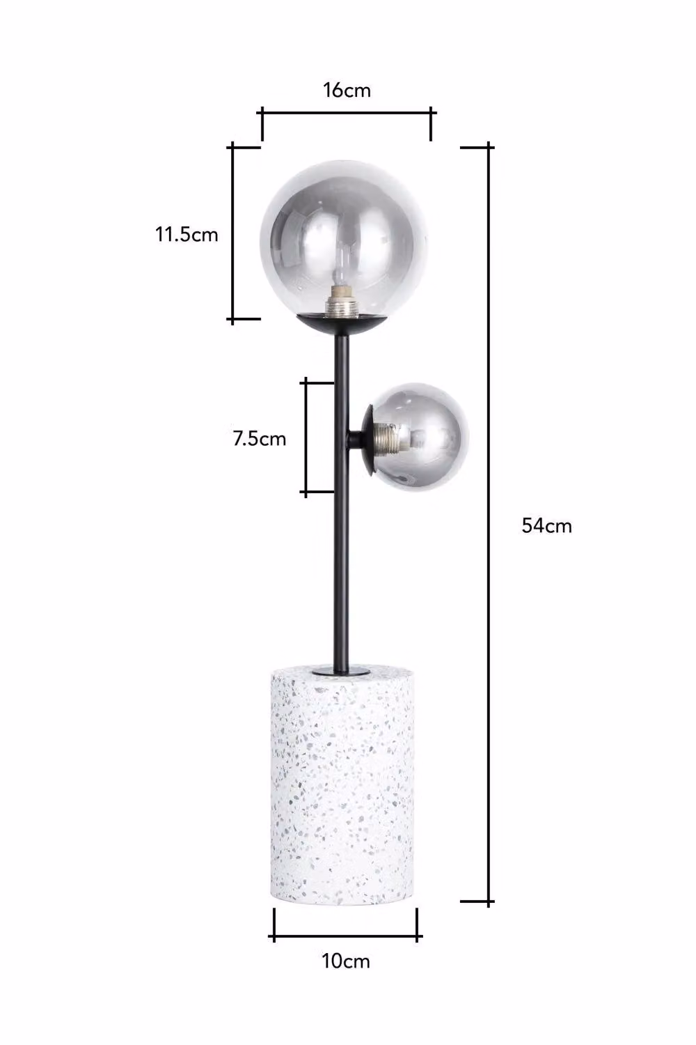 BHS Lighting Terrazzo Forella Table Lamp in Black with Glass Sphere – 2