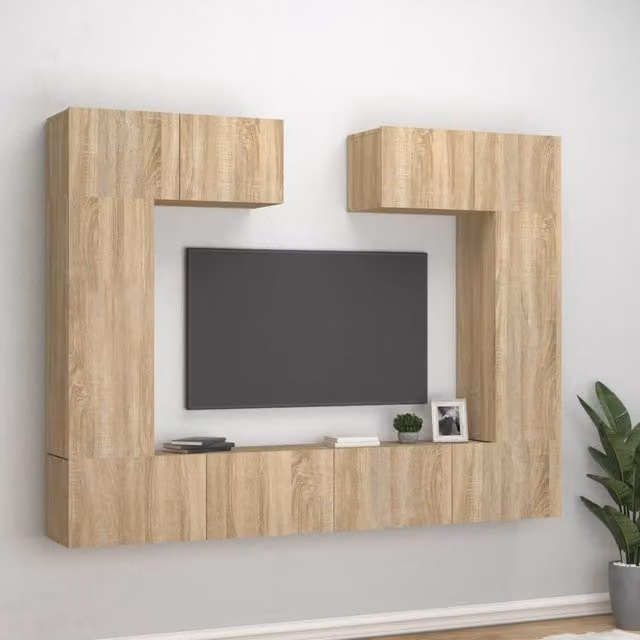 Berkfield Home 6 Piece Sonoma Oak TV Cabinet Set in Brown – 1